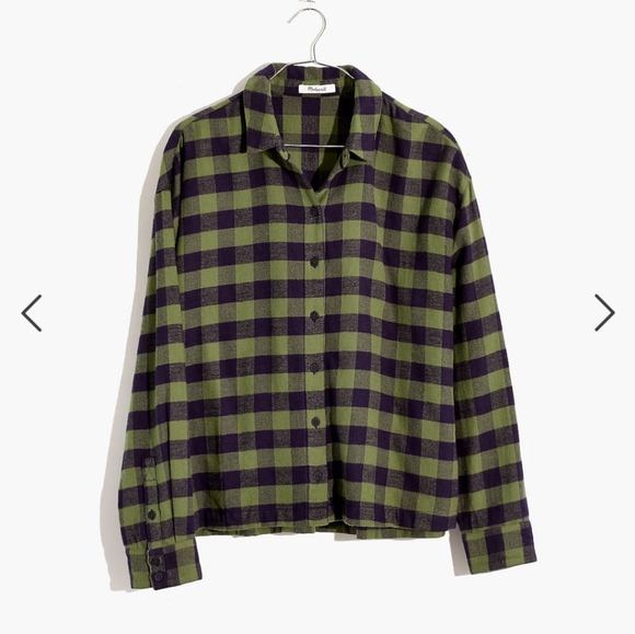 MadewellBuffalo Check Flannel Shirt SZ.S Green,Black - Picture 3 of 7